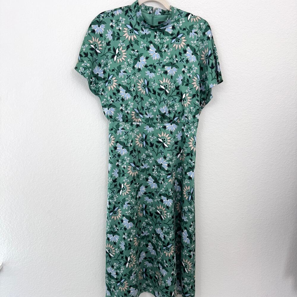 Ann Taylor Green Floral Midi Dress
